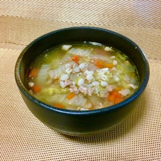 たっぷり野菜と押し麦入り 中華スープ